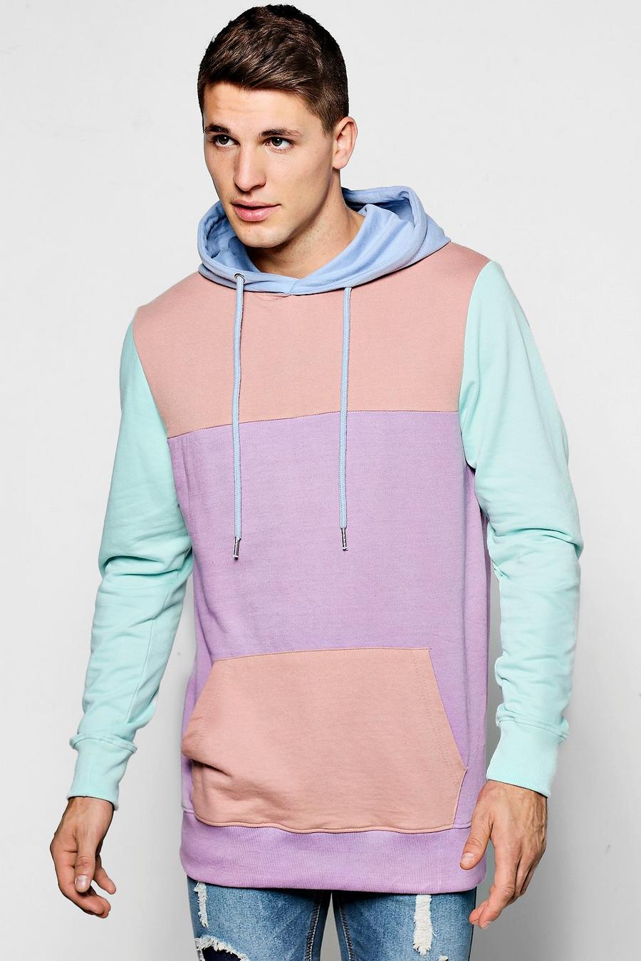 Cut And Sew Panelled Colour Block Hoodie image number 1