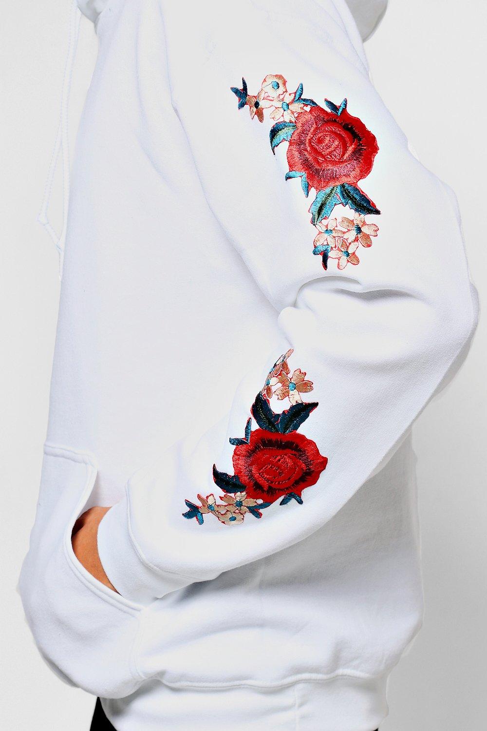 Hoodie with embroidered rose hotsell