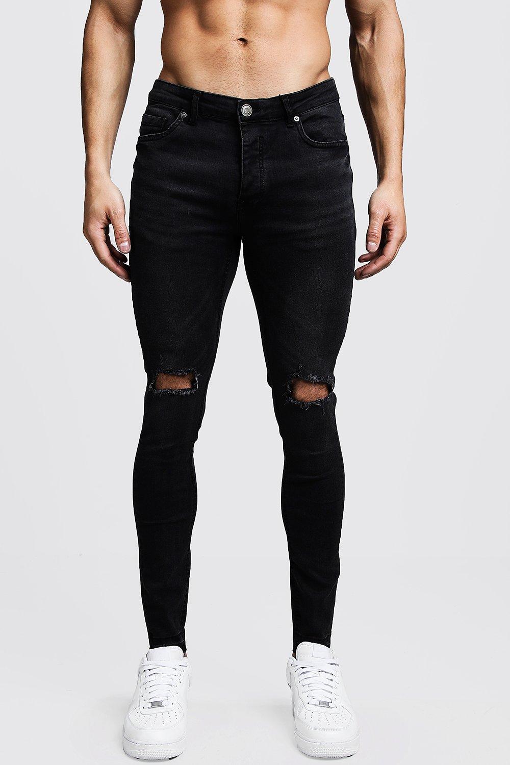 Men's Black Skinny Fit Ripped Knee 