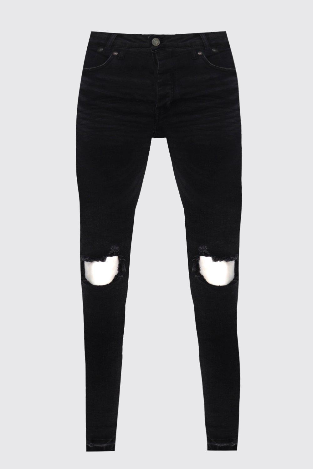 Black Skinny Fit Ripped Knee Jeans