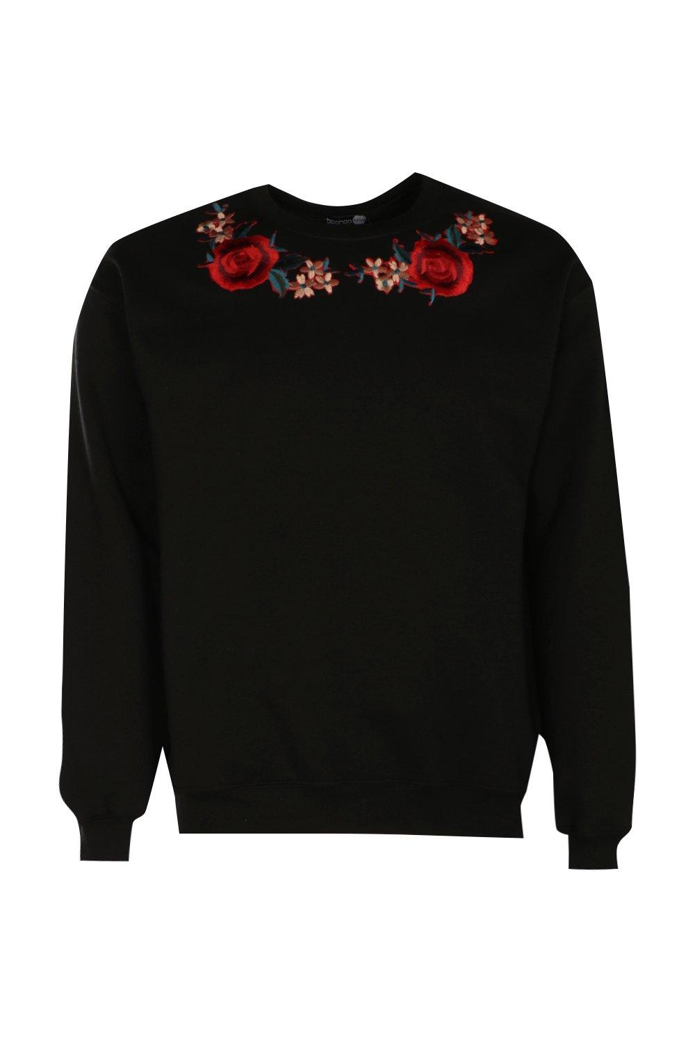 rose embroidered sweater