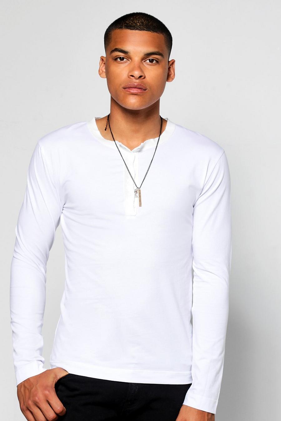 Men's Long Sleeve Collar T-Shirt | Boohoo UK