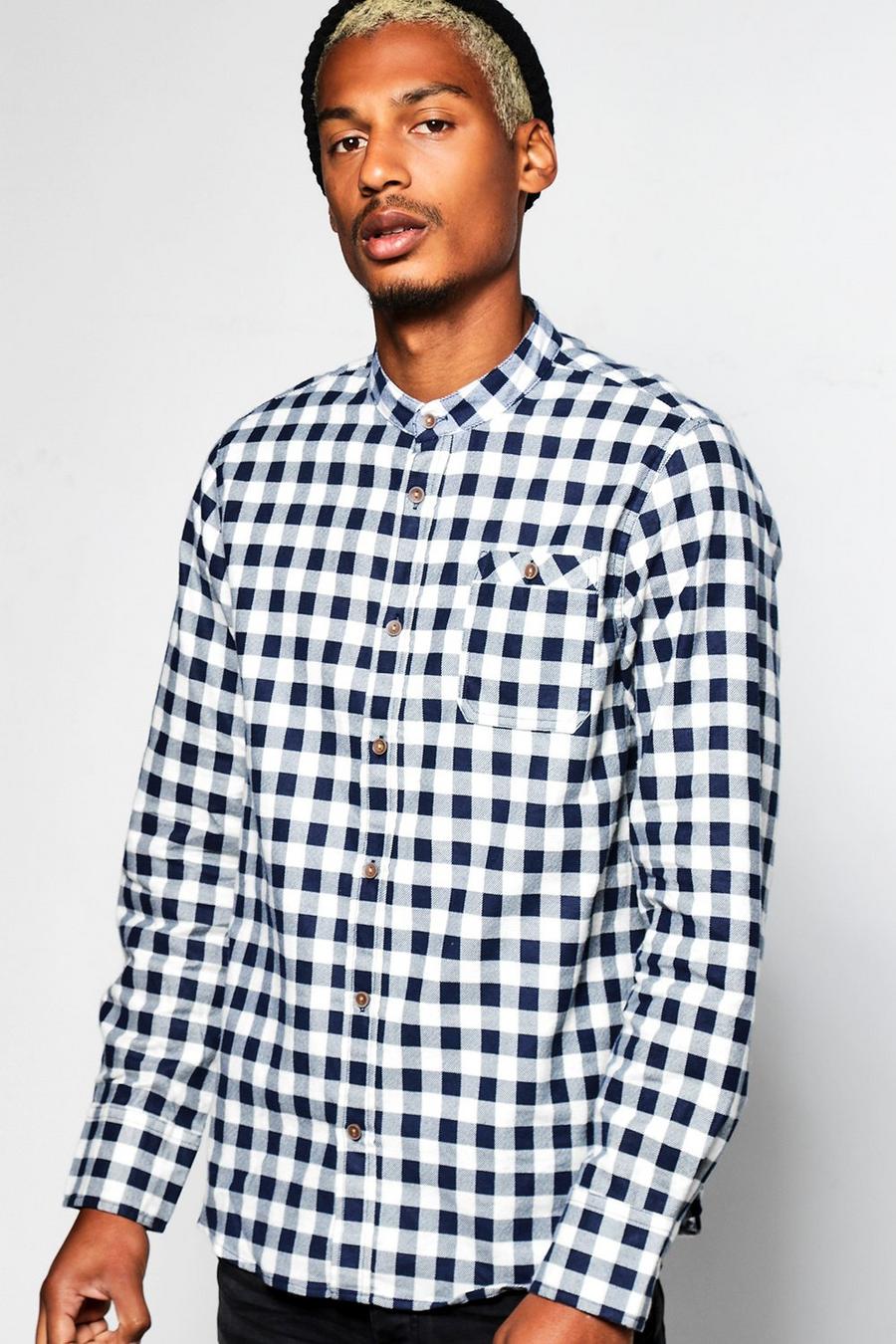 Long Sleeve Grandad Collar Flannel Shirt image number 1
