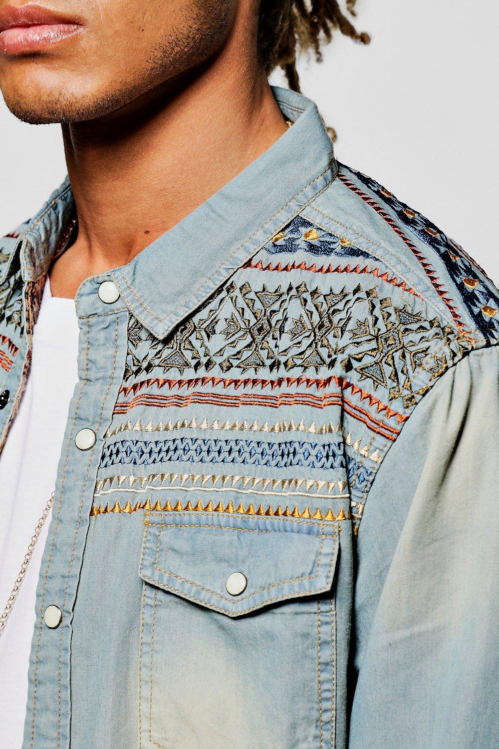 mens aztec denim jacket