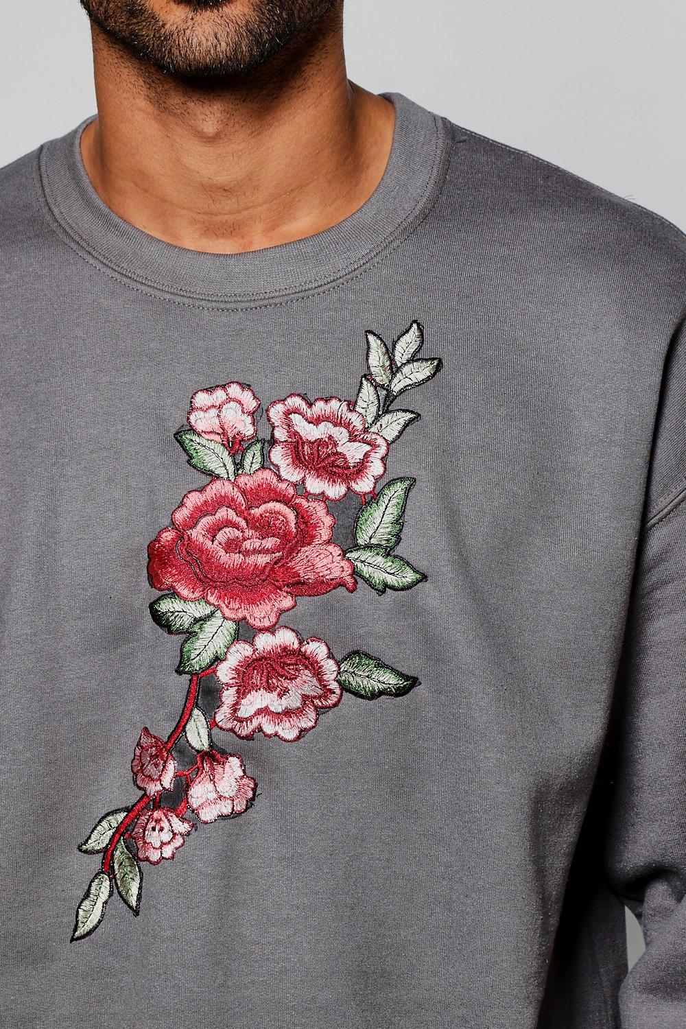 Mens floral hotsell crewneck sweatshirt