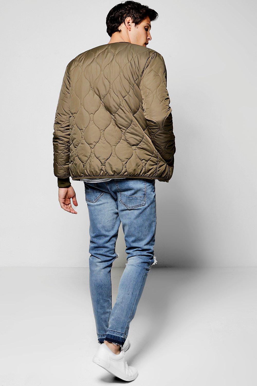 Khaki Onion Quilted Jacket boohoo NO