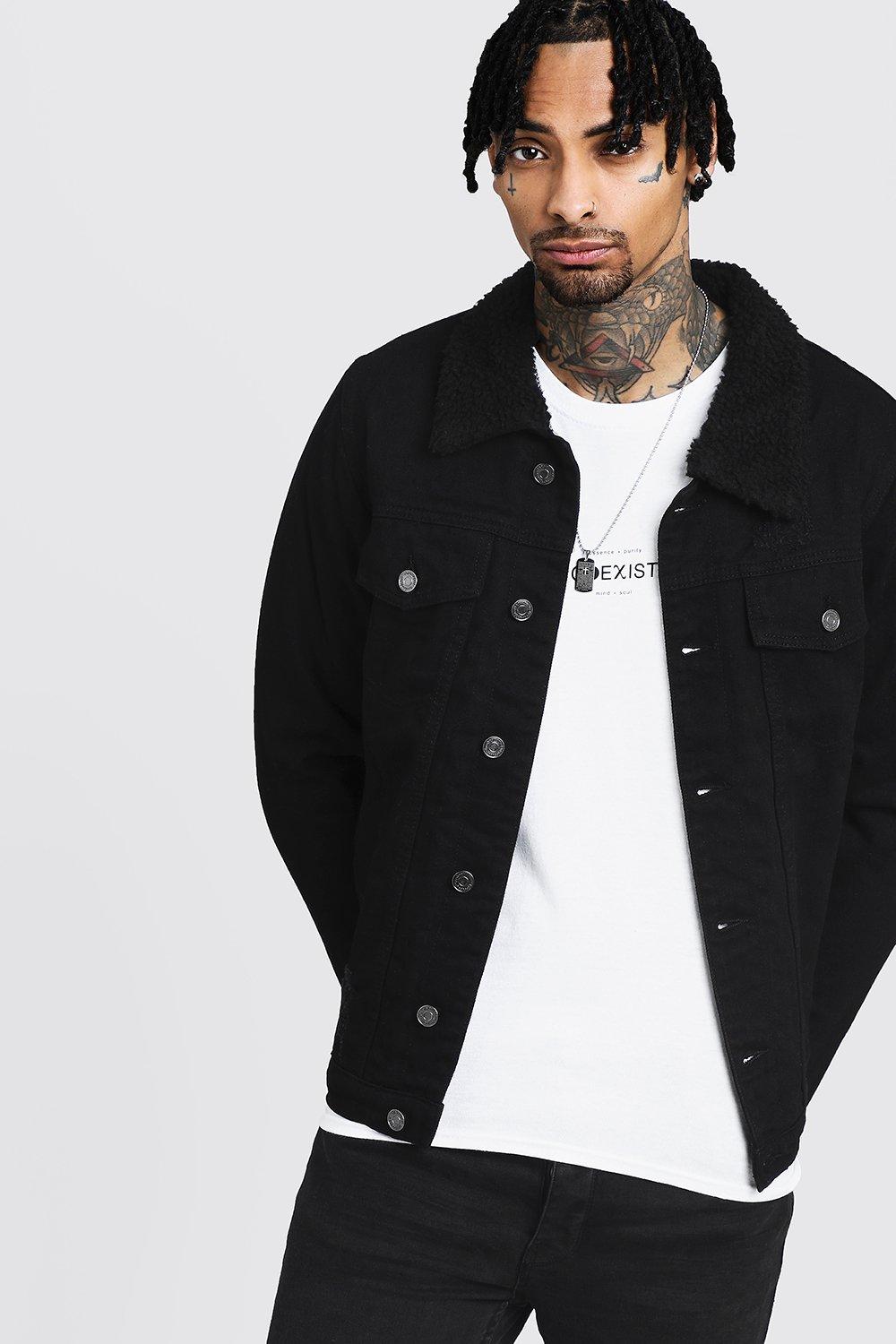 borg trucker jacket boohoo