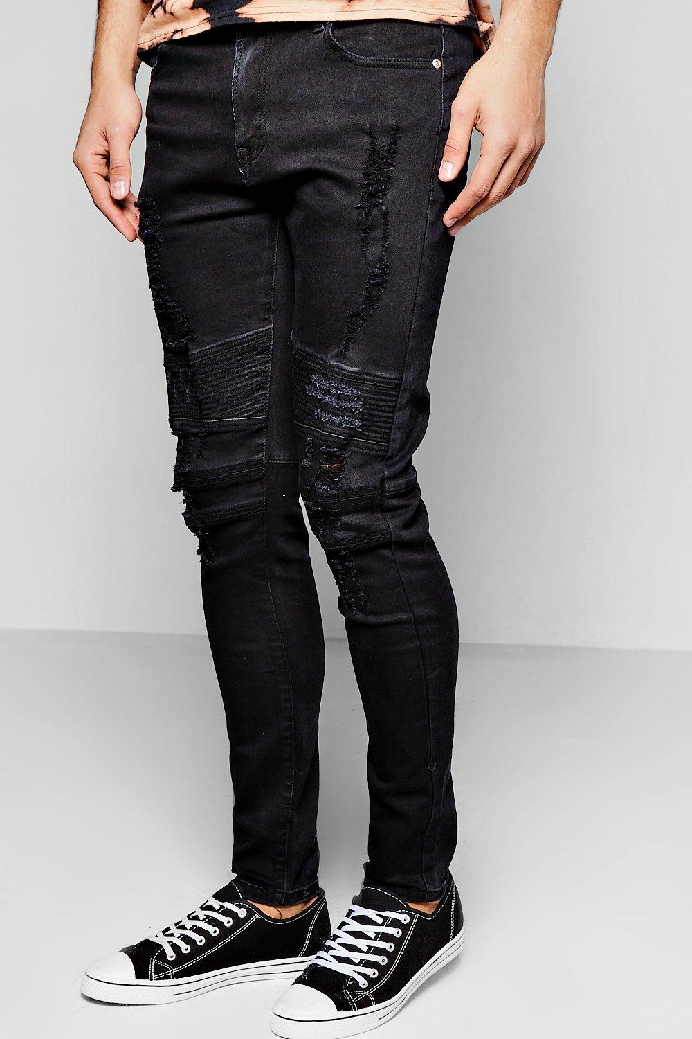 Black biker jeans womens sale