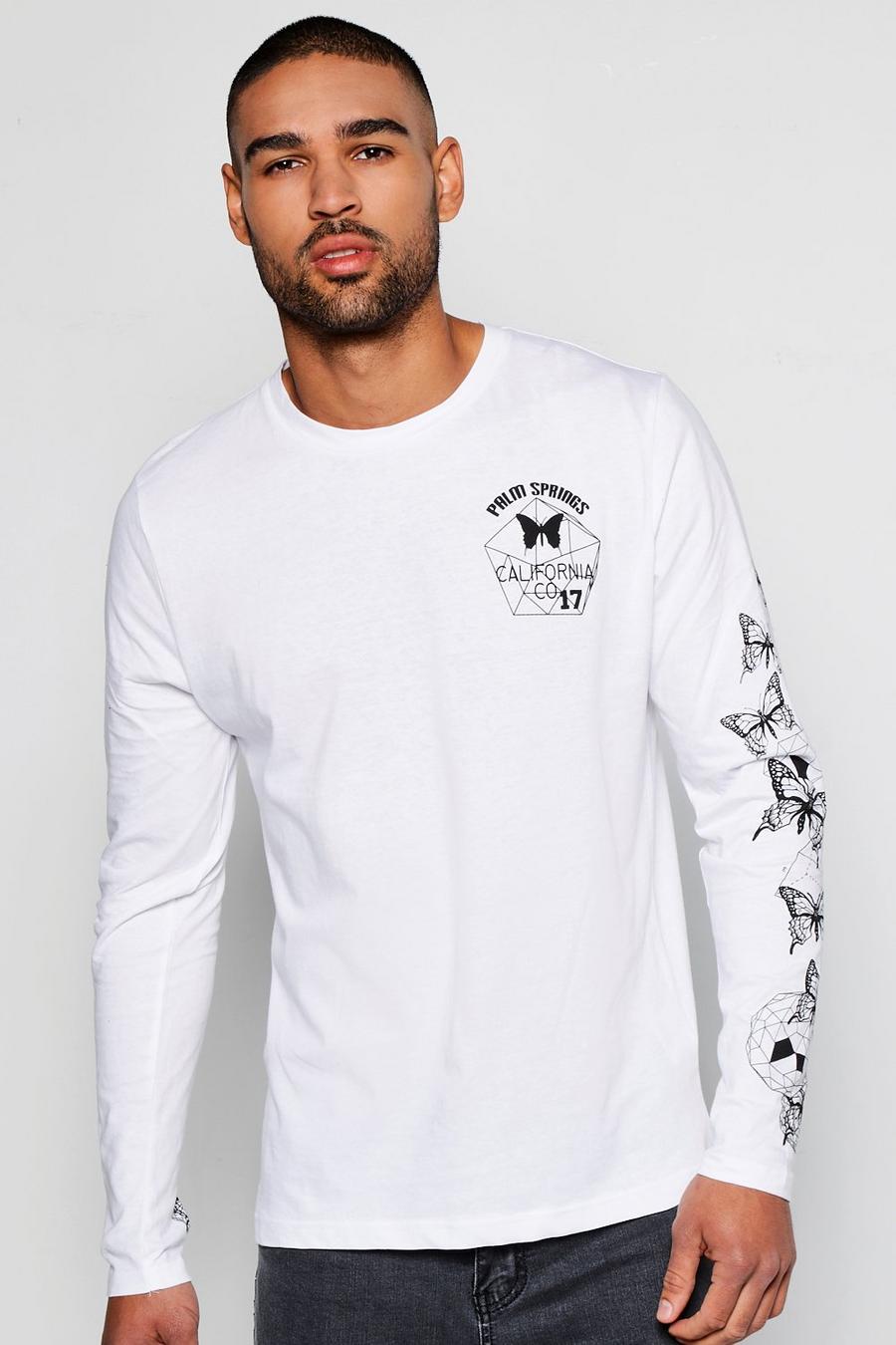 White Long Sleeve Printed T Shirt image number 1