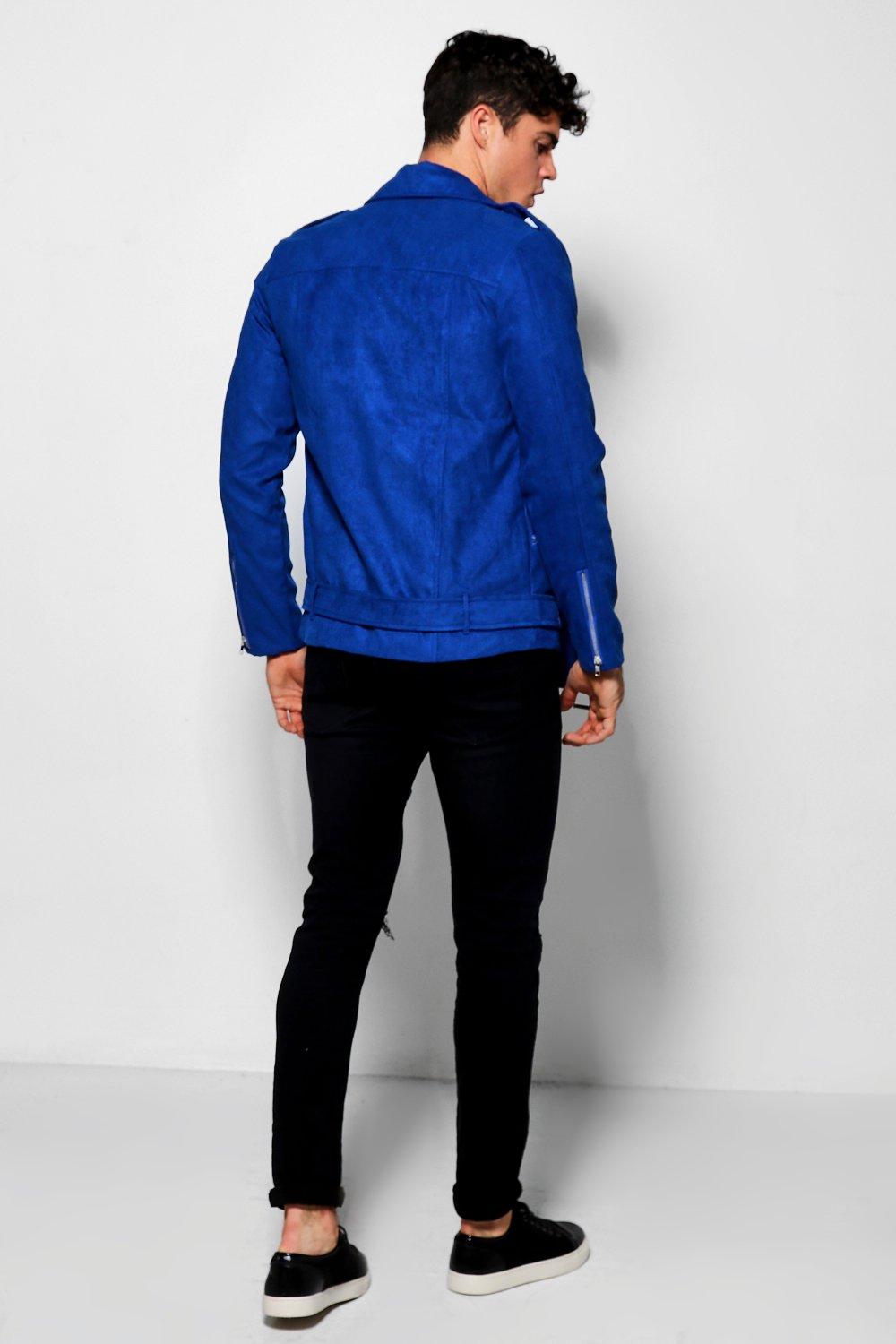 Cobalt blue suede biker on sale jacket