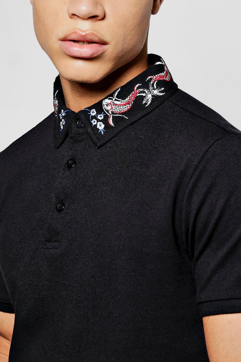 embroidered collar shirt