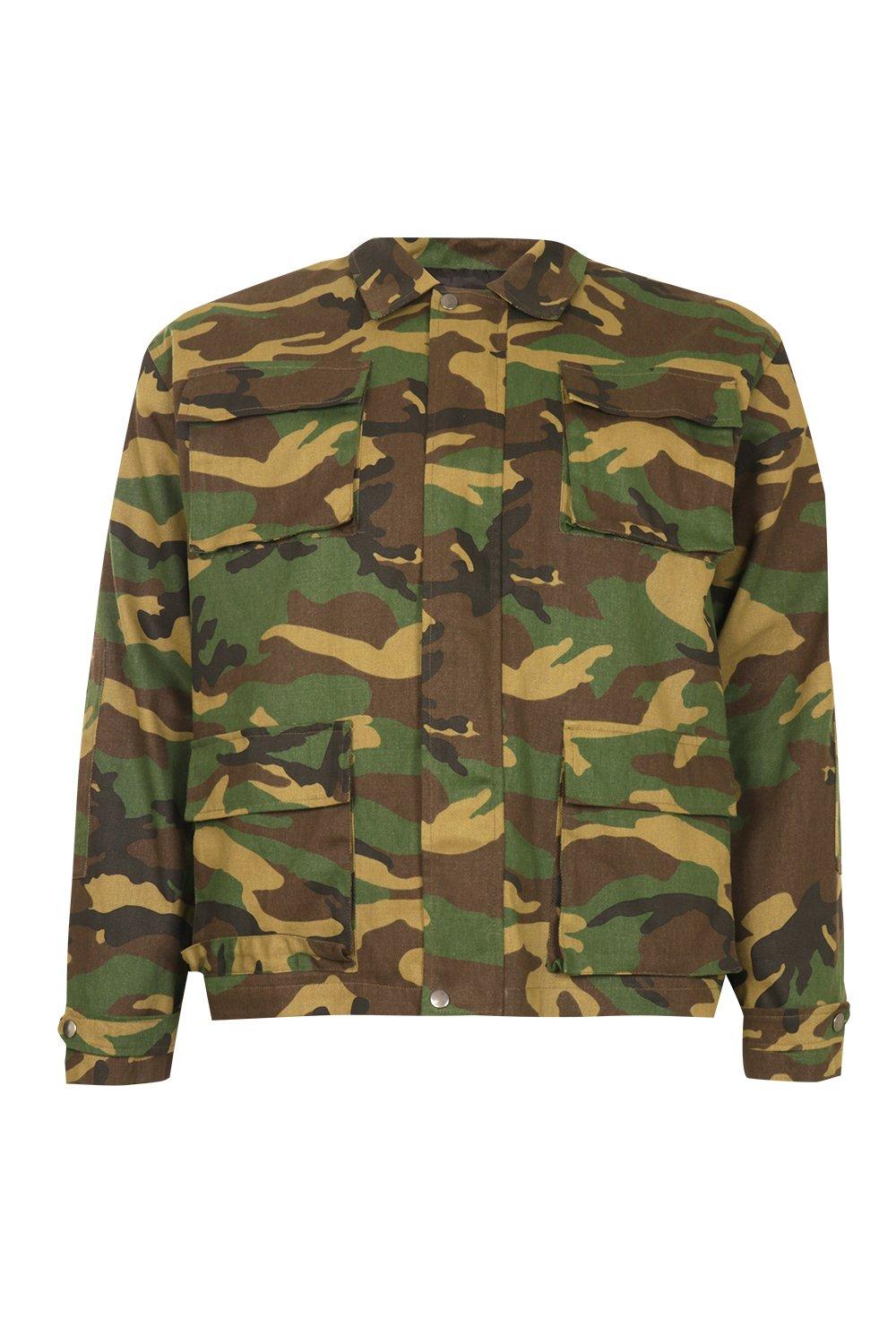 Plus Size Camo Field Jacket boohoo UK