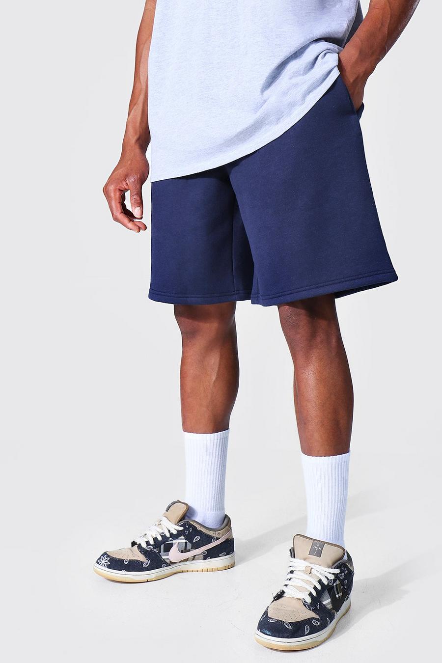 Navy  Baggy Jersey Shorts image number 1