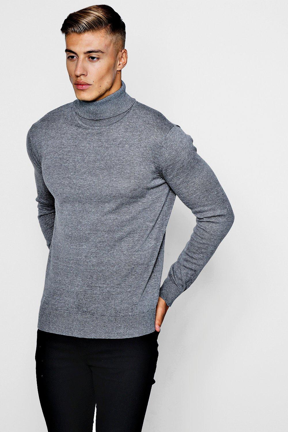 grey knitted roll neck jumper