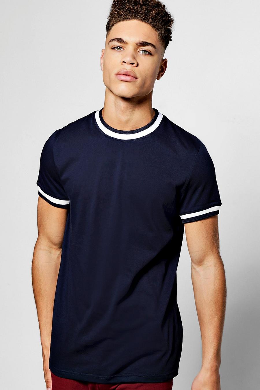 Crew Neck Contrast Rib T Shirt image number 1
