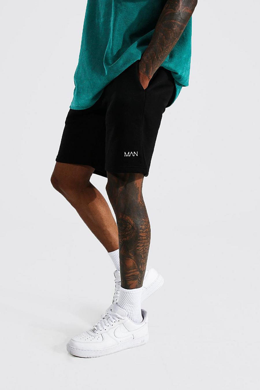 Black schwarz Recycled Original Man Loose Jersey Shorts