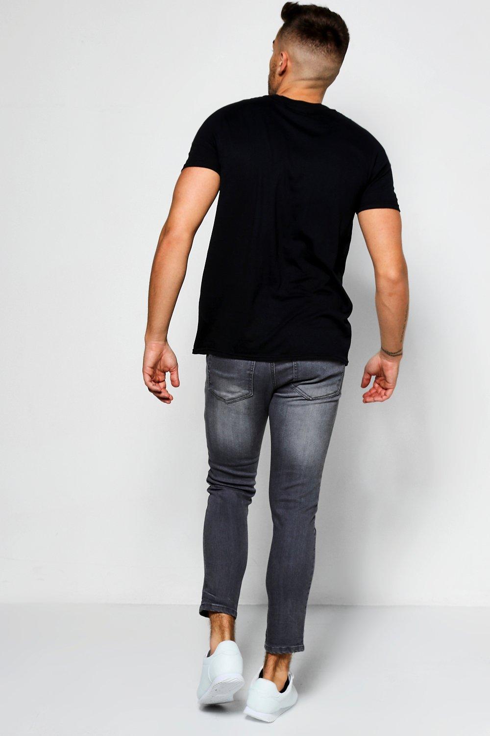 Mens cropped hot sale jeans black