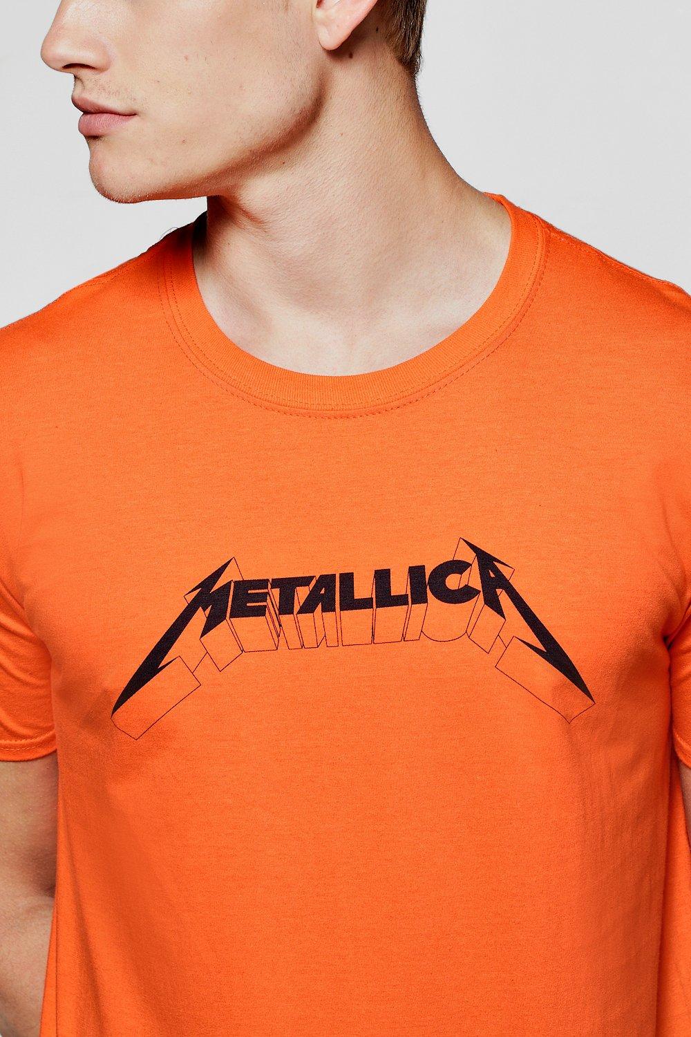 Metallica store orange shirt