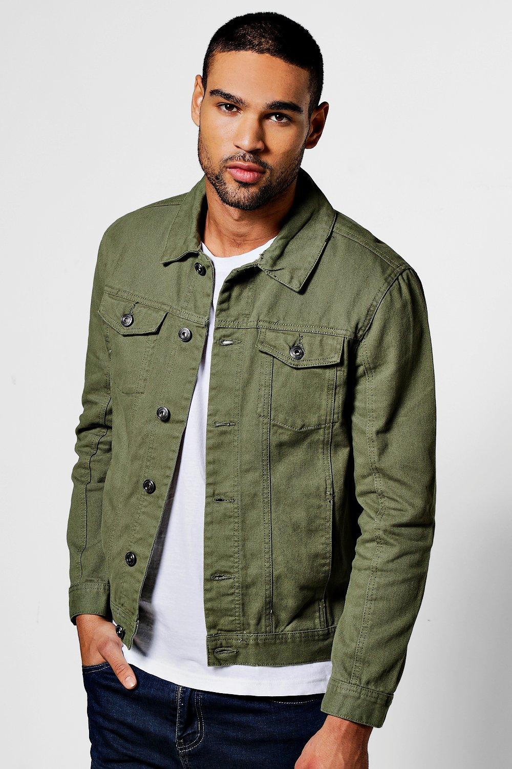 Army green denim jacket best sale