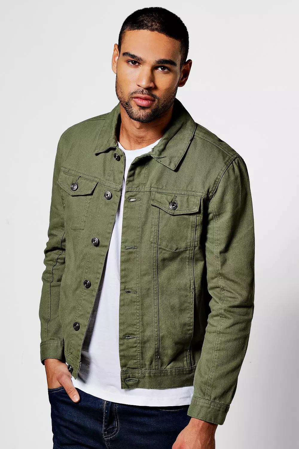 Khaki and jean hot sale jacket