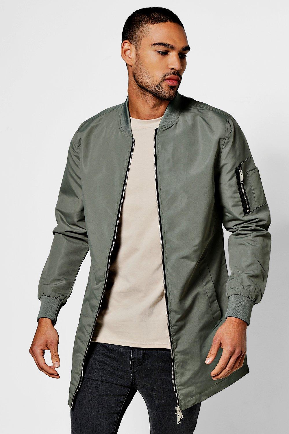 Long bomber jacket mens hotsell