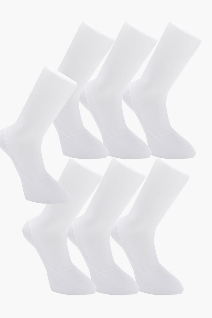 7 Pack Invisible White Socks With Grips image number 1