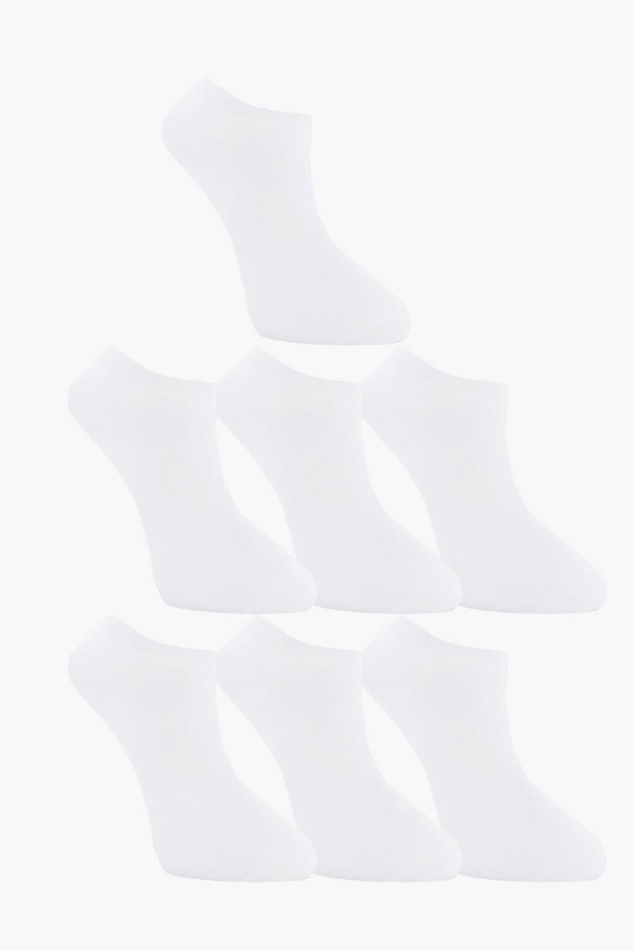 7 Pack Plain White Sneakers Socks image number 1