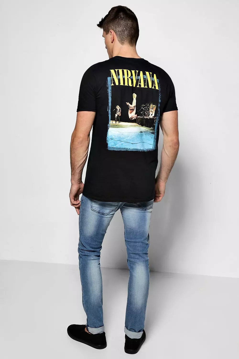 送料無料★boohoo/NIRVANA ライセンス プリント 黒 Tシャツ Boohoo ME