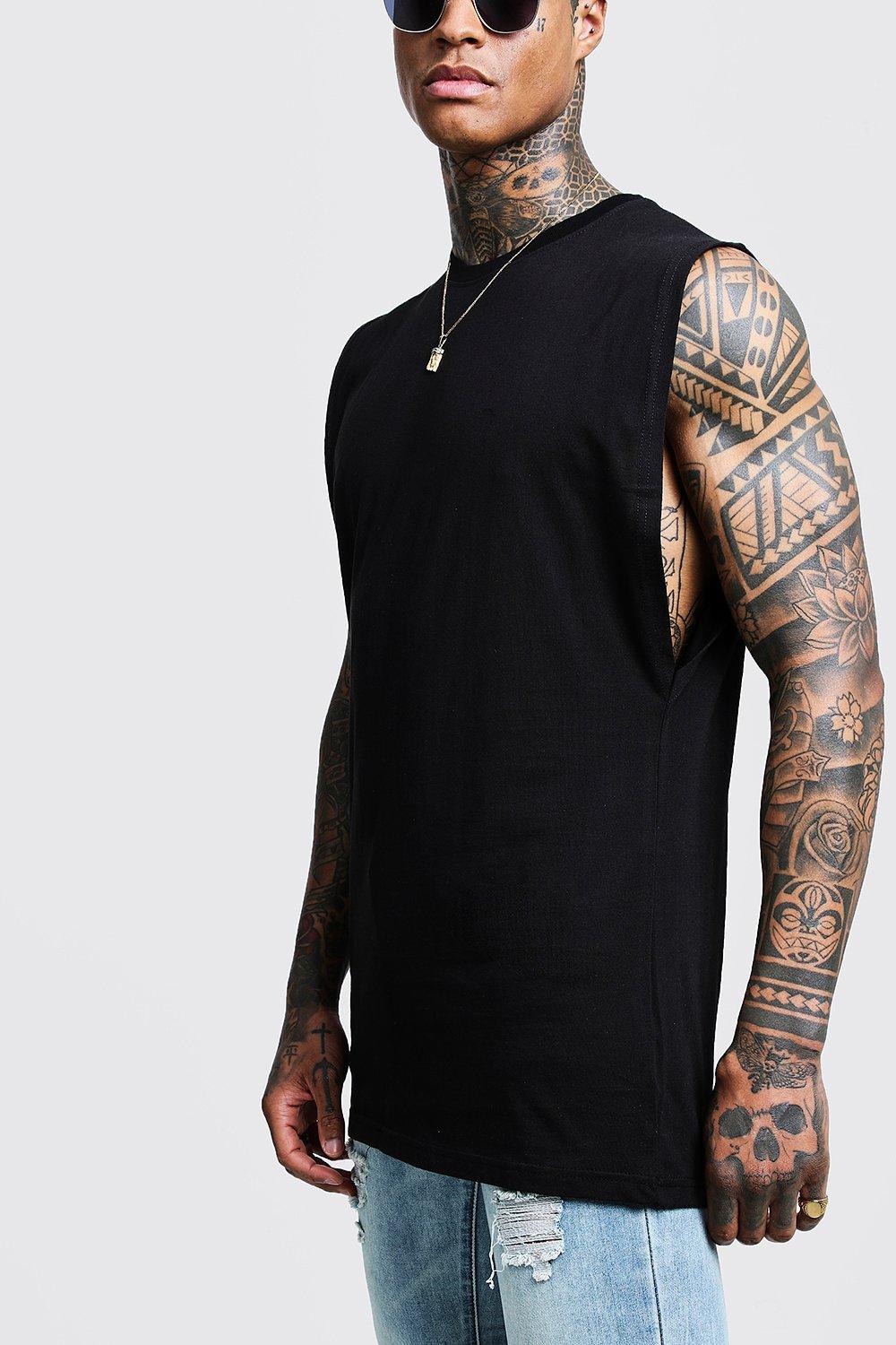 Men s Drop Armhole Tank Boohoo UK