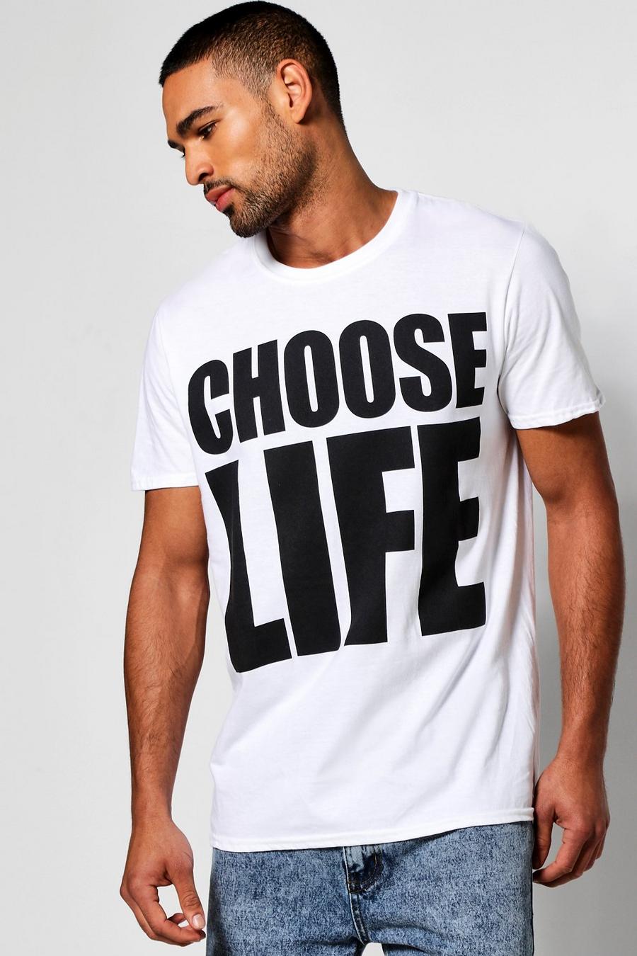 White Oversized Choose Life T Shirt image number 1