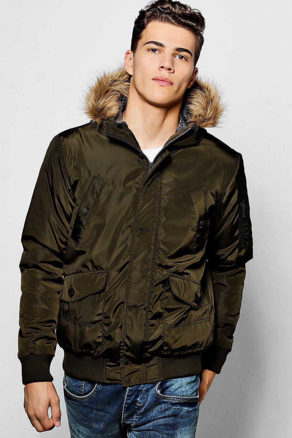 khaki short parka