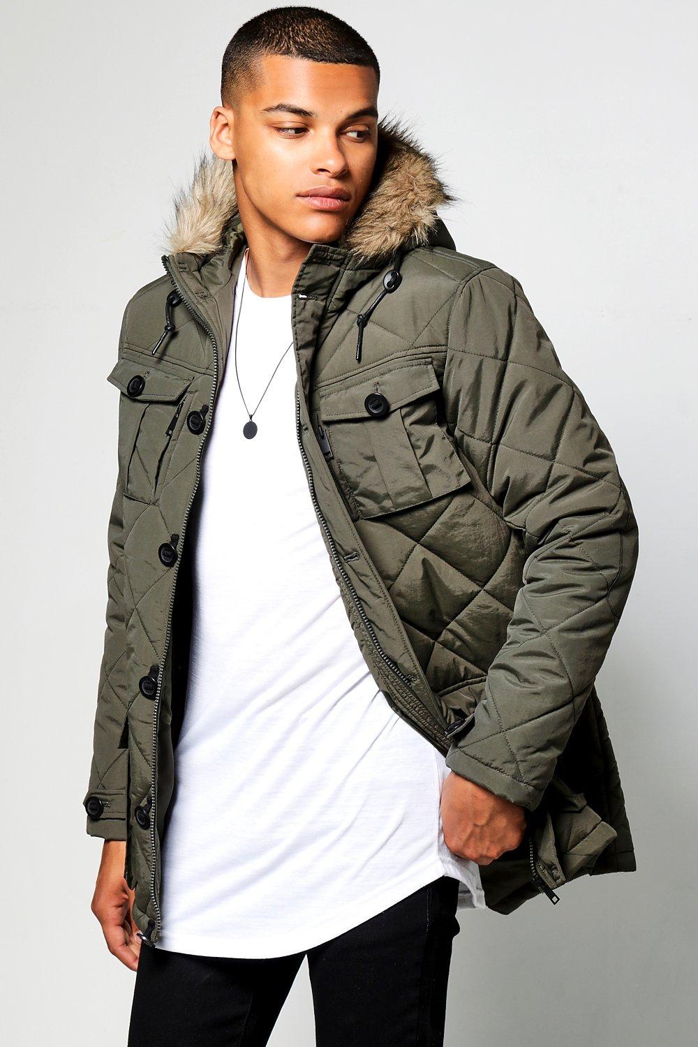 quilted parka with hood