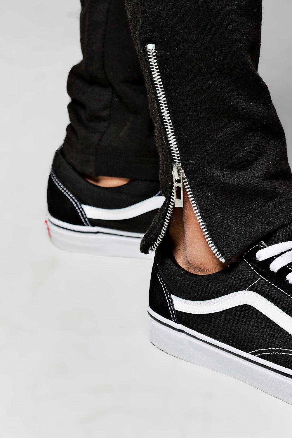 Track pants ankle store zipper