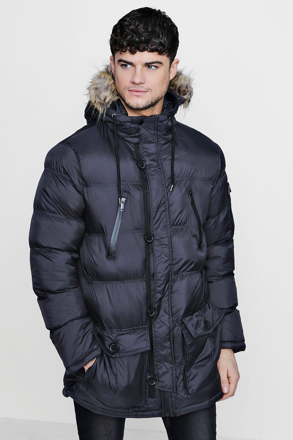 quilted parka with hood