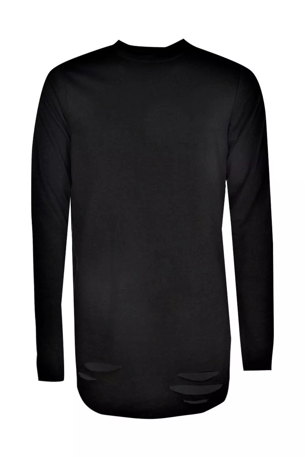 Black Distressed Curve Hem Sweater With Thumb Hole alternative image
