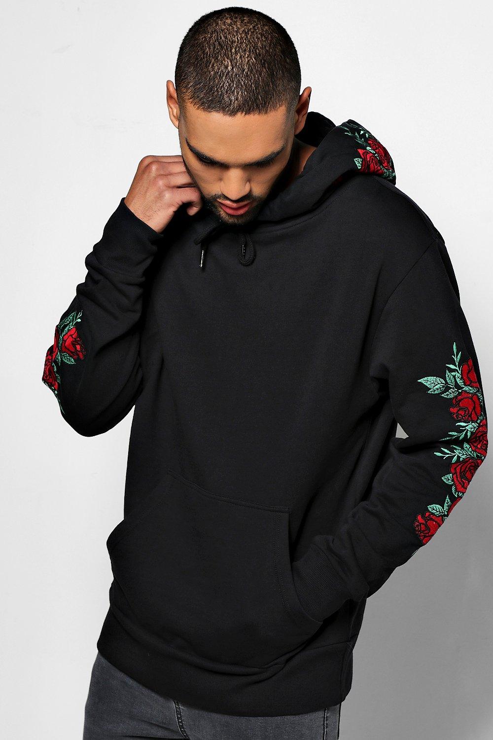 Head Hoodie With Rose Embroidery 