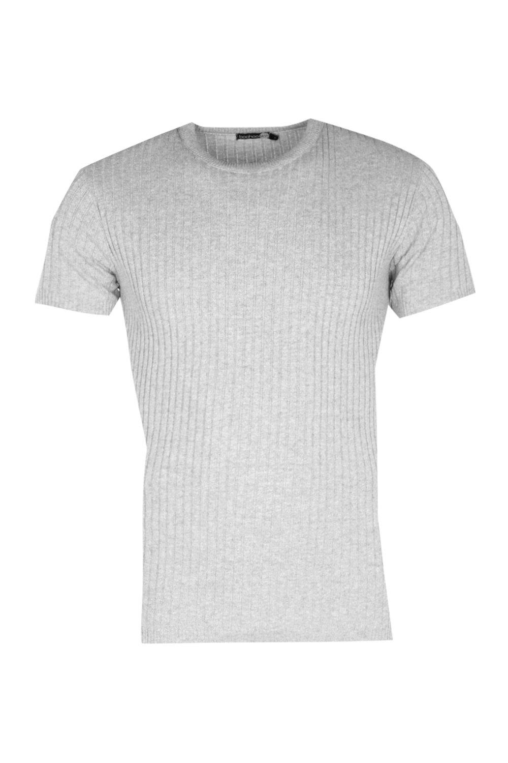 Short Sleeve Ribbed Knit T Shirt