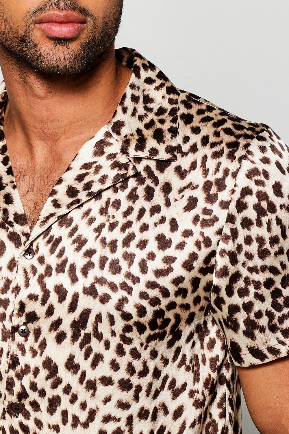 Mens Leopard Shirt Short Sleeve