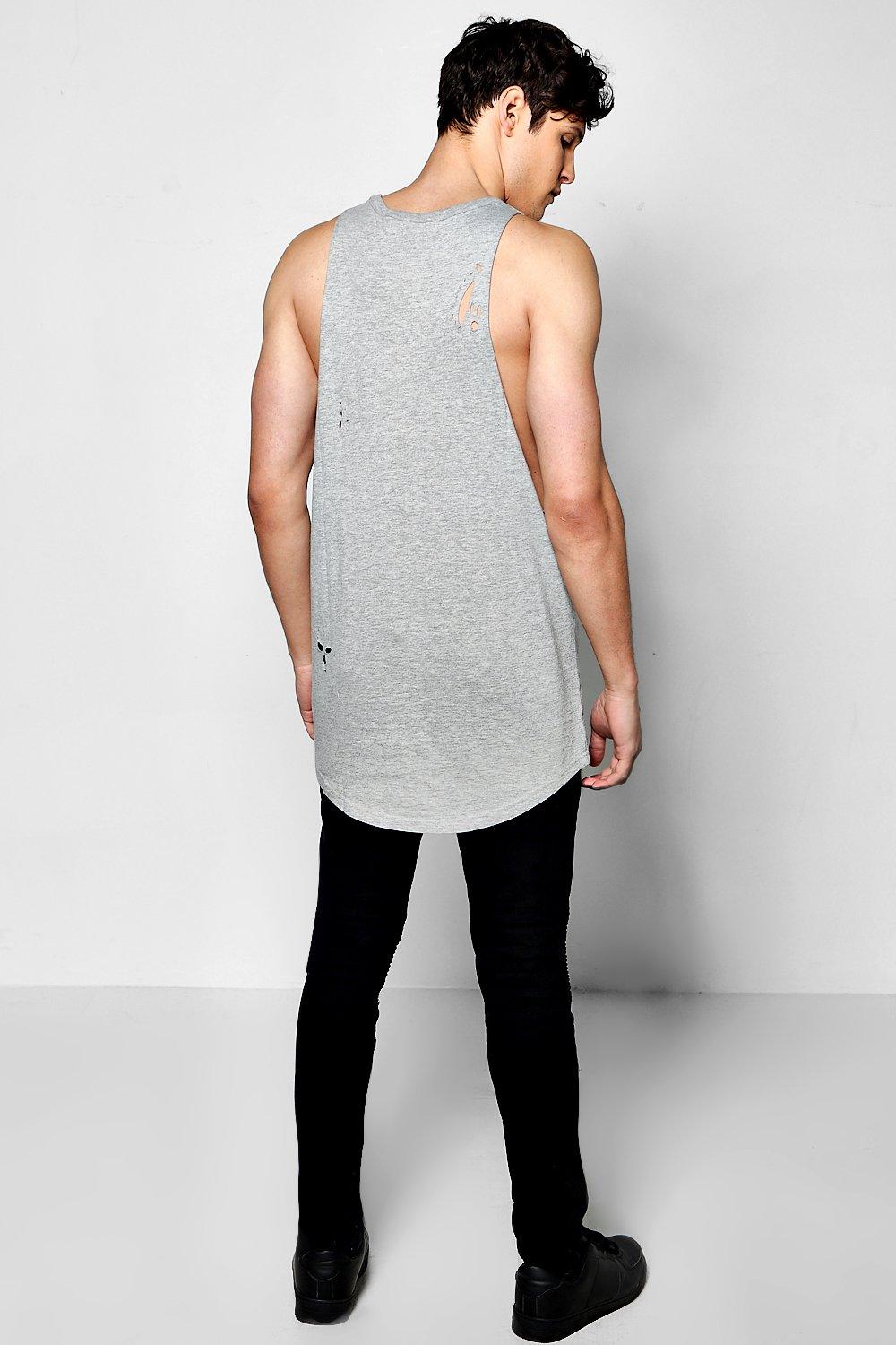 Longline Drop Sleeve Vest With Rips