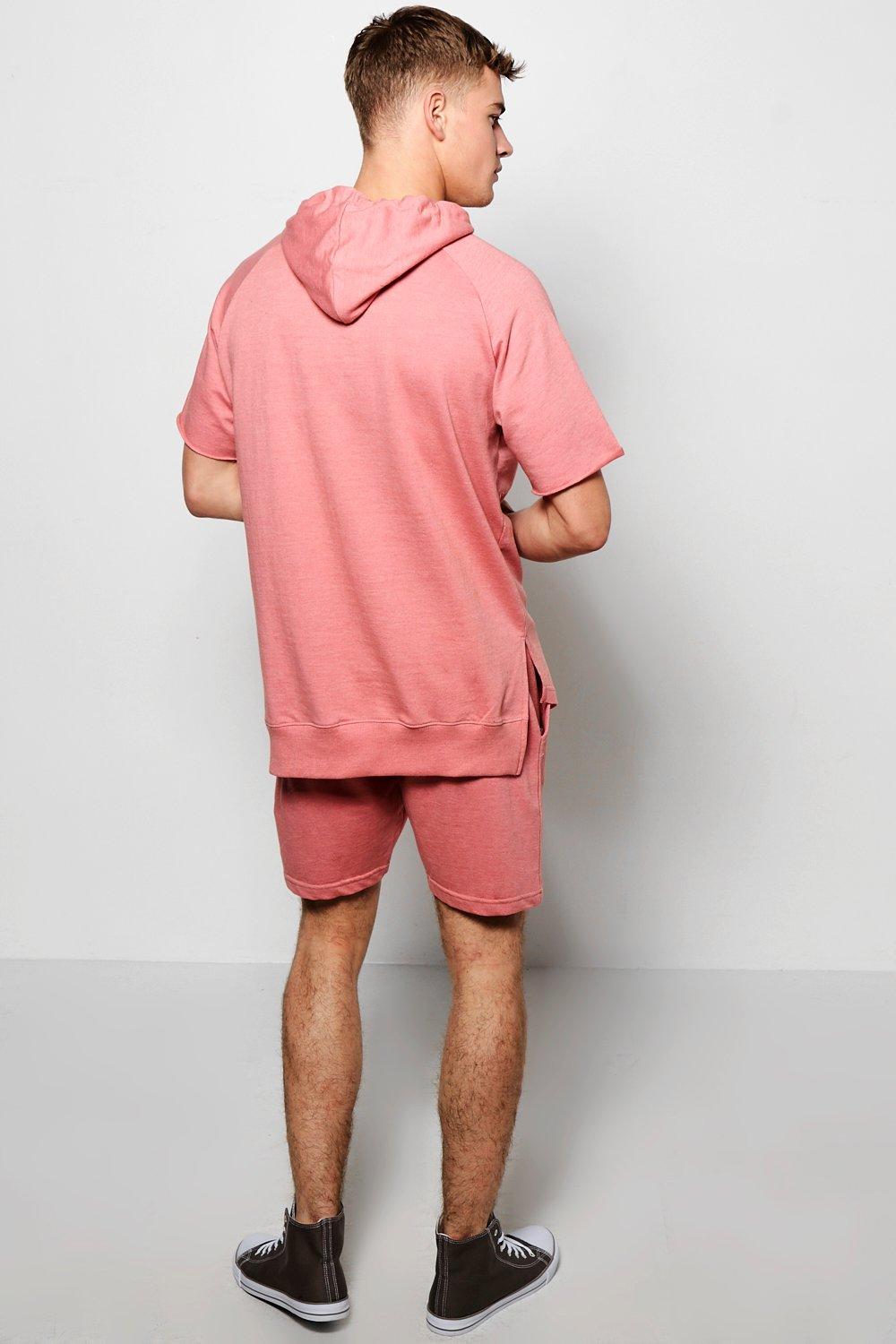 Shorts and hoodie online set mens