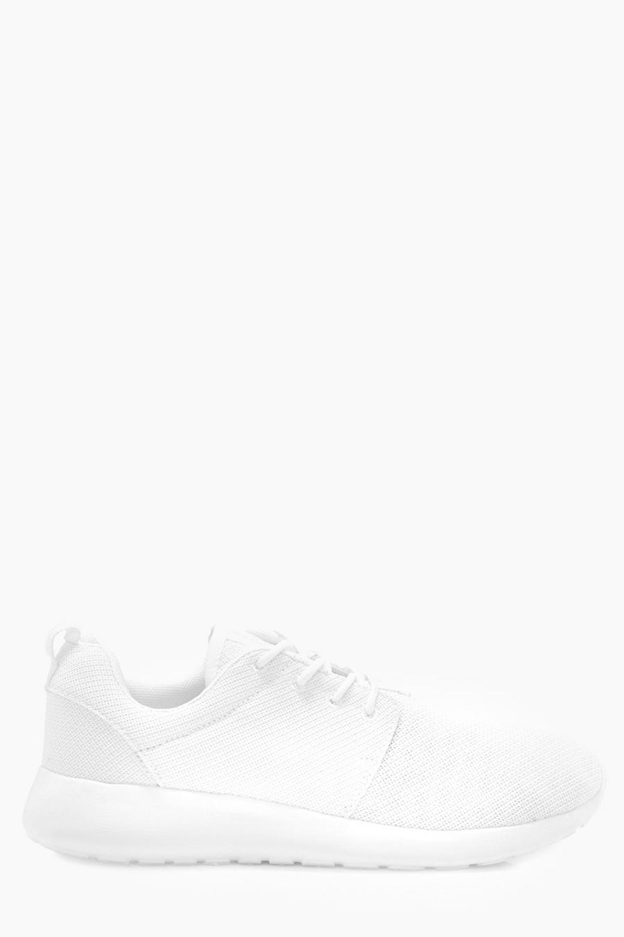 White Lace Up Mesh Sneakers image number 1