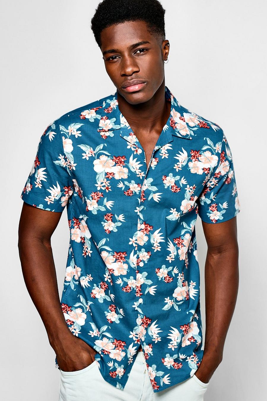 camiseta con cuello reversible y estampado floral image number 1