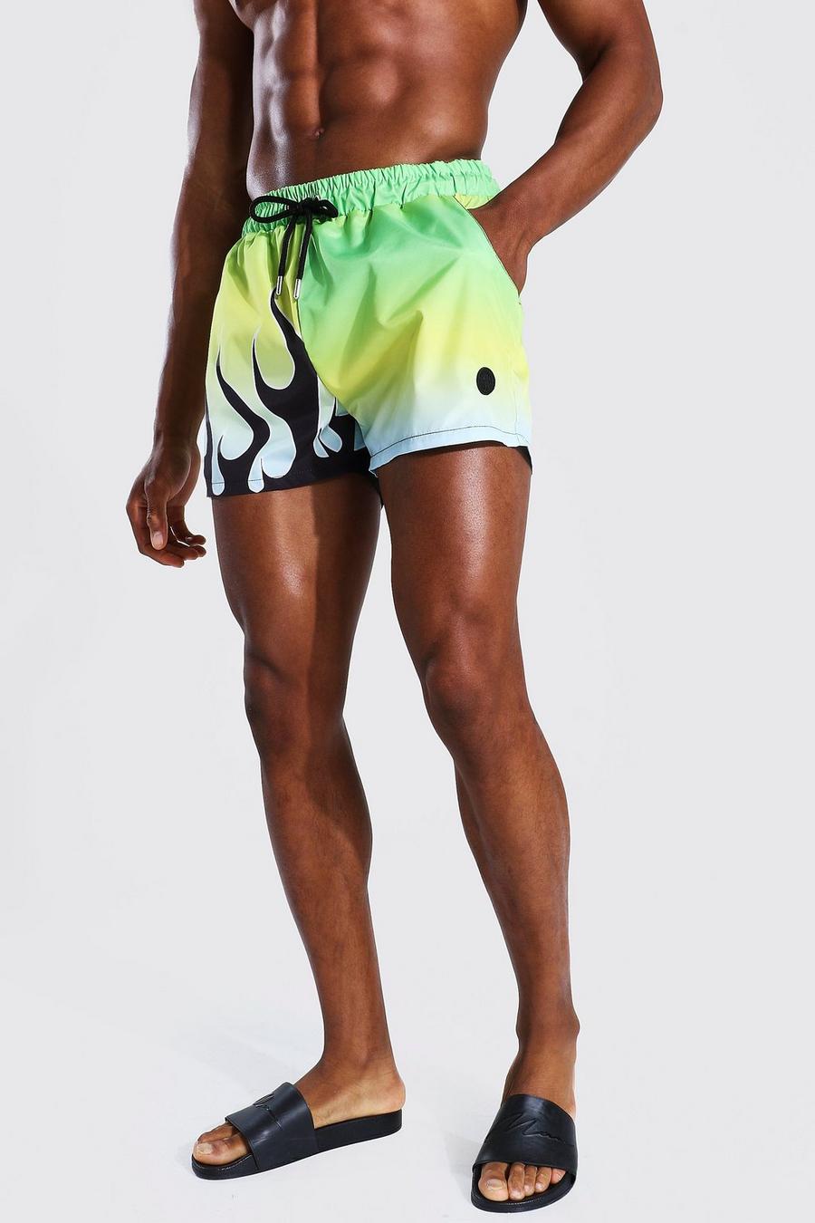 Green Ombre Flame Swim Short Length image number 1