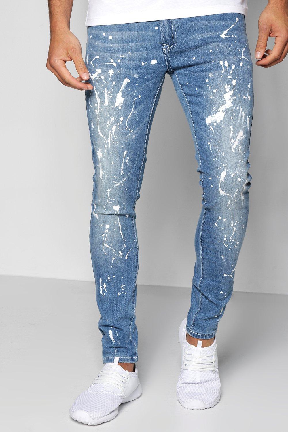 men splatter jeans