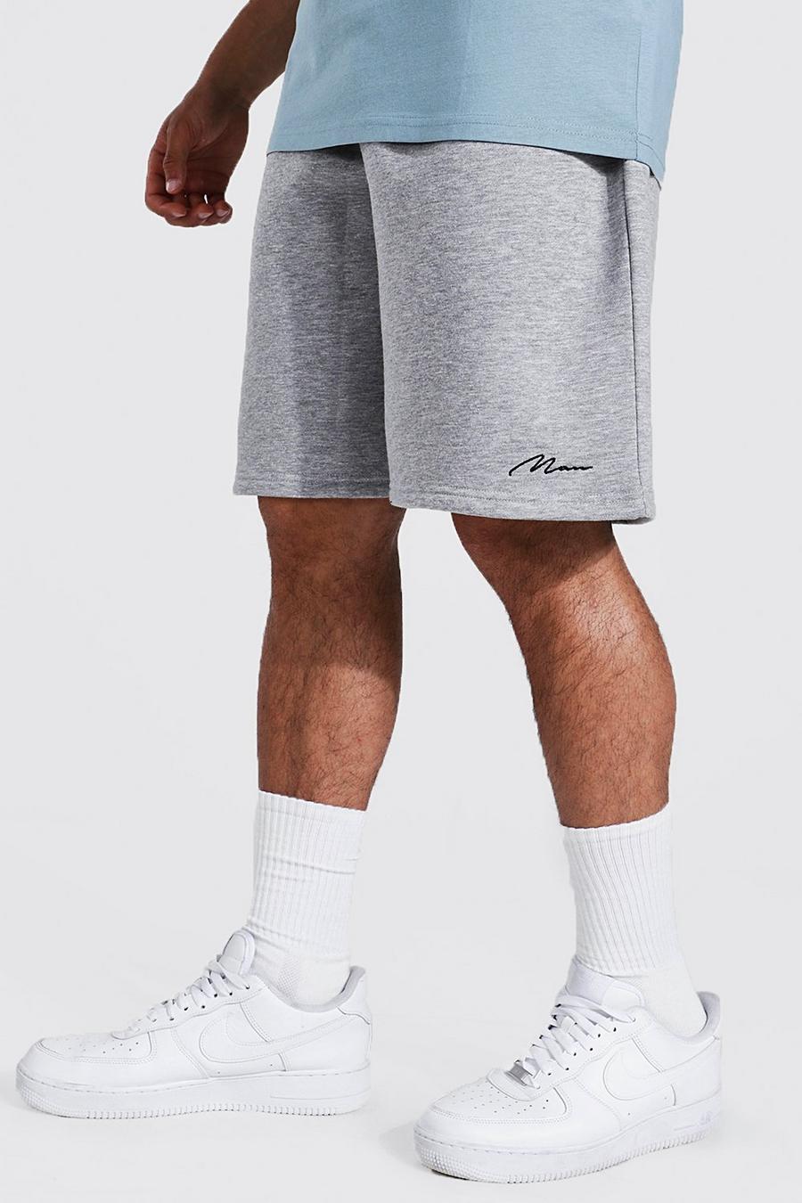 Grey marl Man Signature Loose Jersey Shorts image number 1