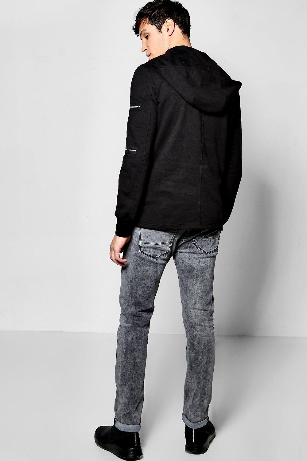 Zip Detail Hoodie With Front Pocket | boohoo USA