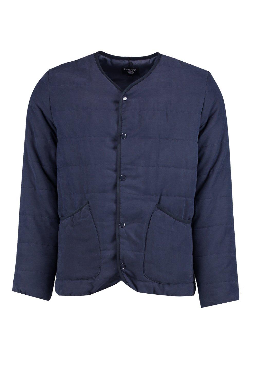 Quilted Collarless Jacket | boohoo