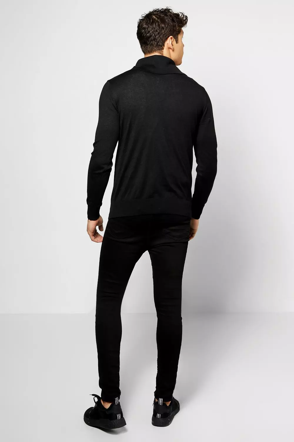 Black Roll Neck Jumper With Front Zip alternative image