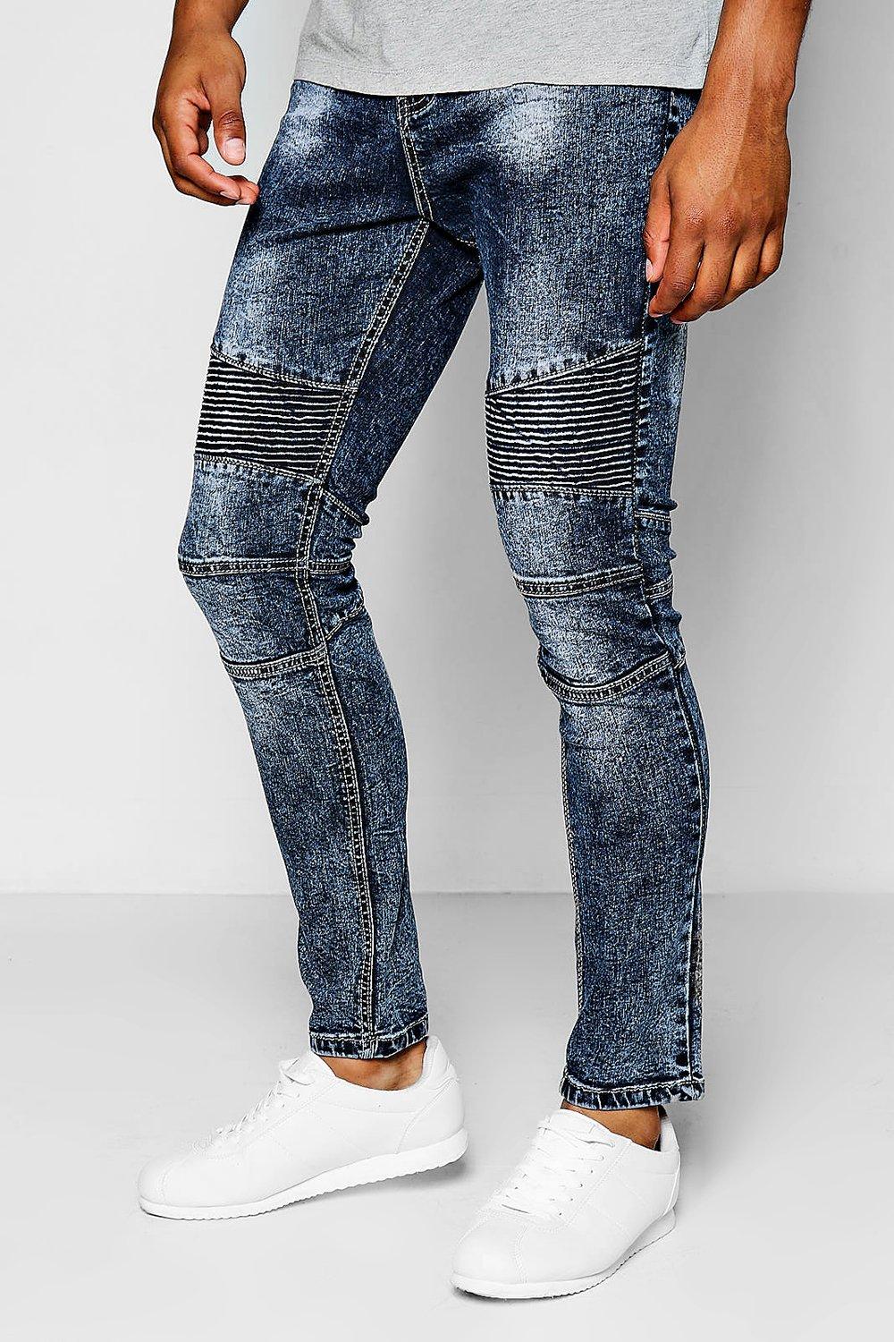 stone wash biker jeans