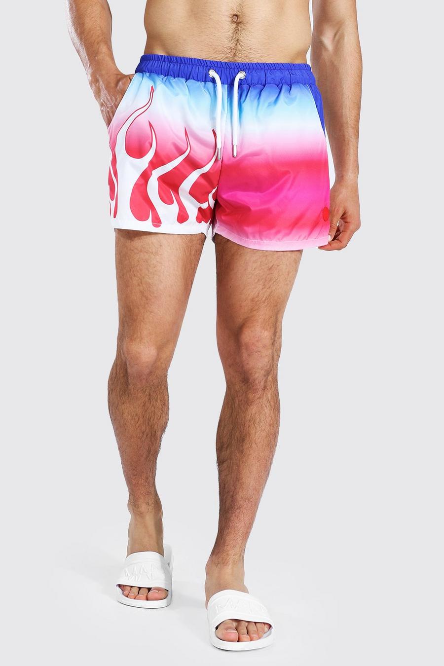 Bañador de hombre corto con llamas sombreadas , Multicolor image number 1